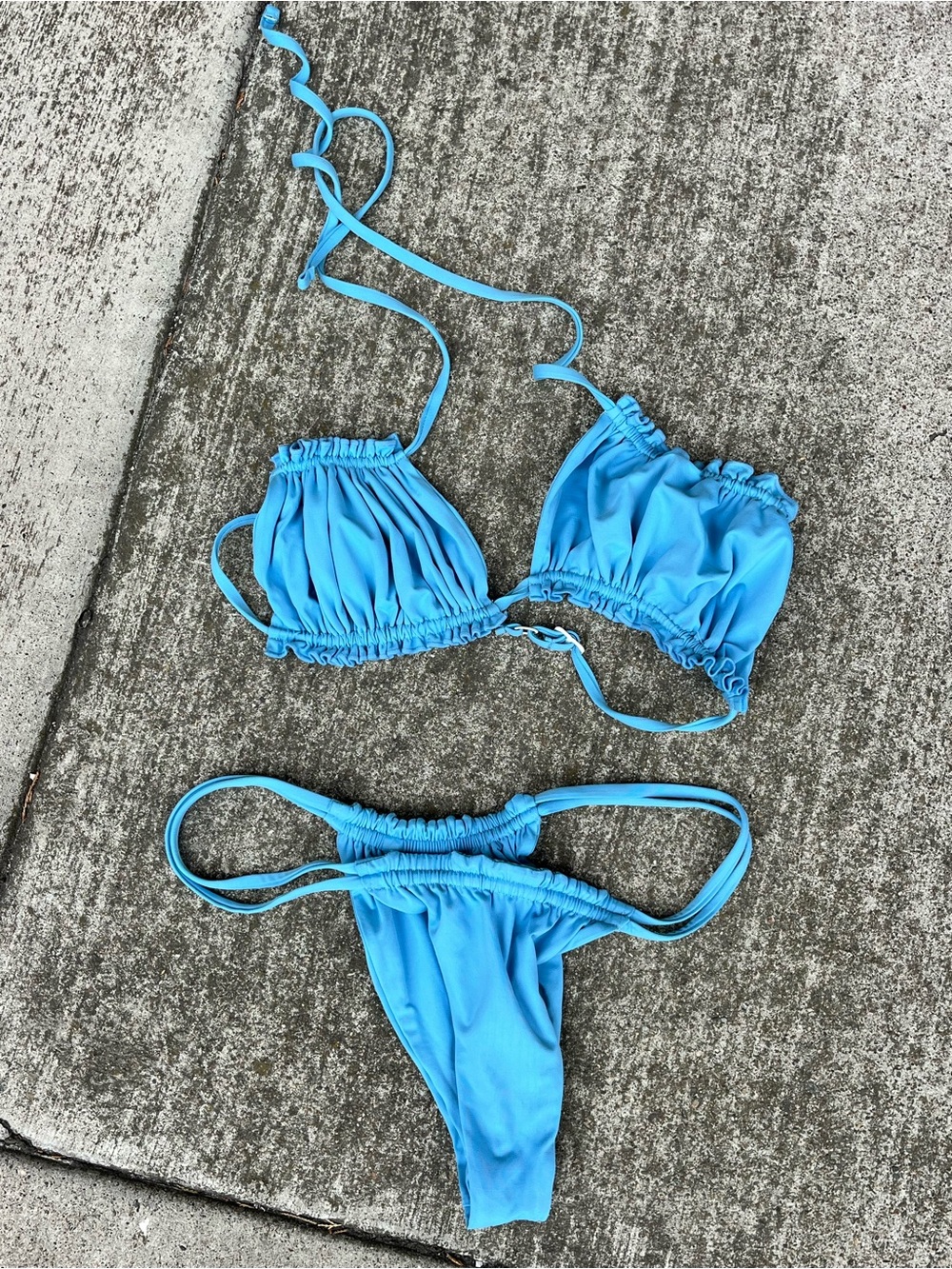 Toast Swim Blue Ruffled Bikini Swim Set
